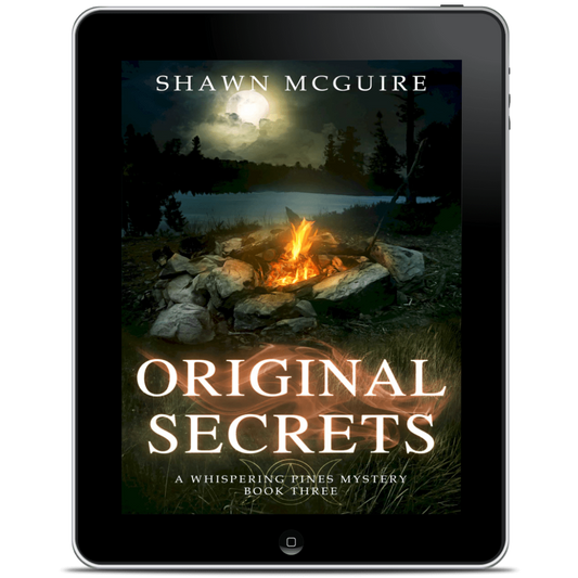 Tablet displaying the book cover of 'Original Secrets' by Shawn McGuire 