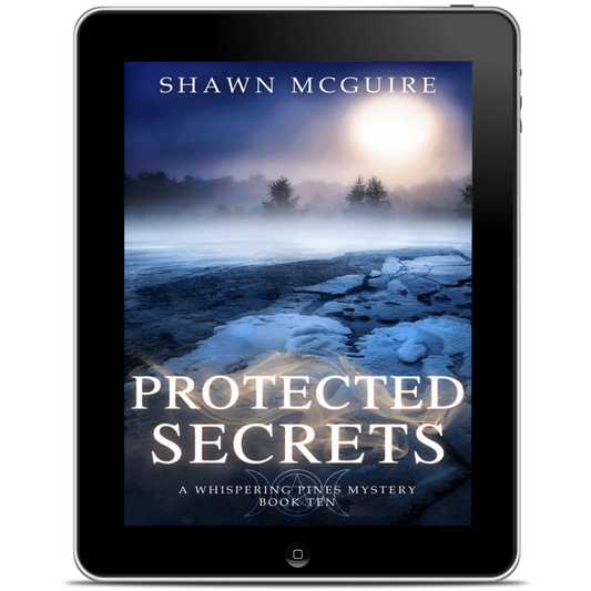 Tablet displaying the ebook cover of 'Protected Secrets' by Shawn McGuire 