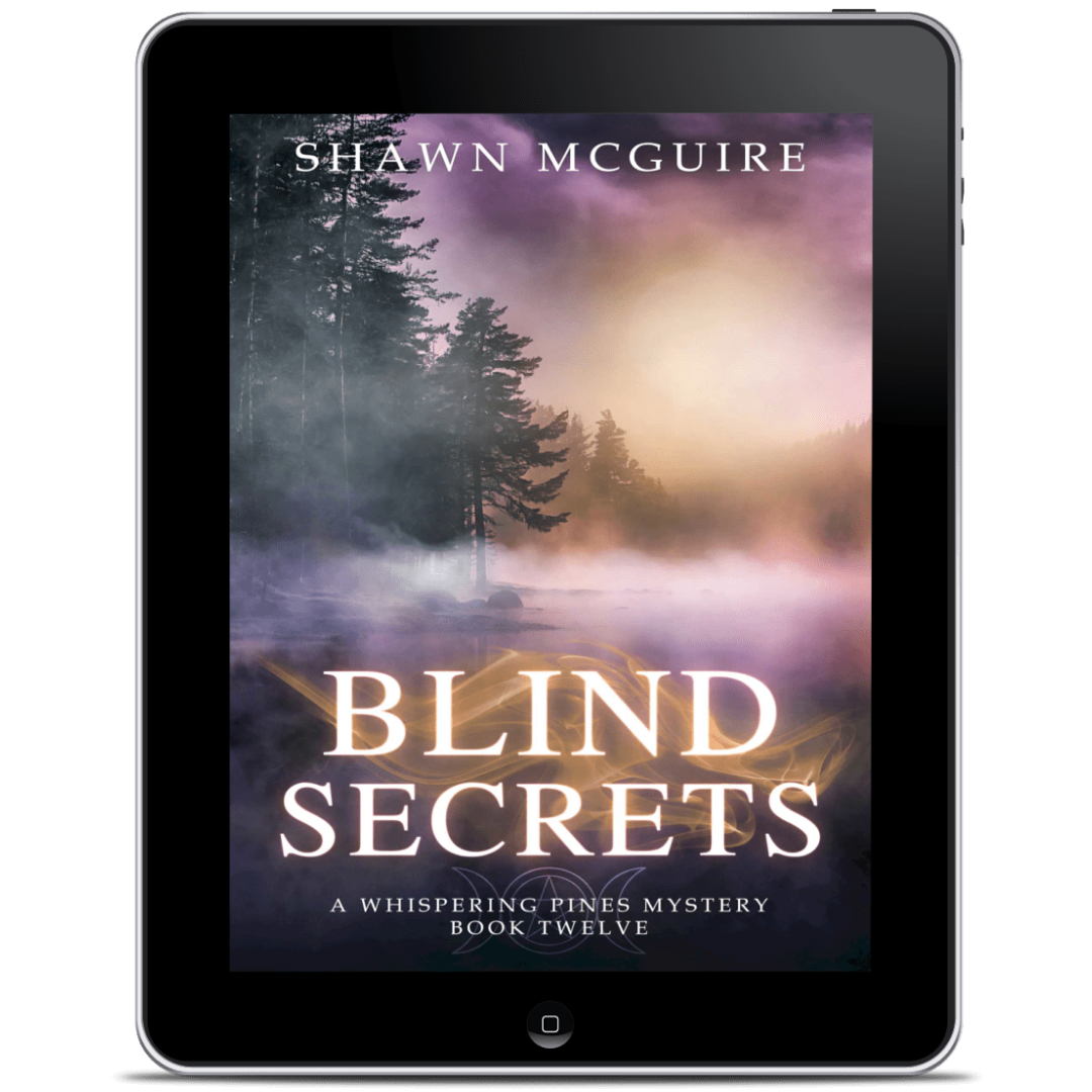 Tablet displaying the ebook cover of 'Blind Secrets' by Shawn McGuire 
