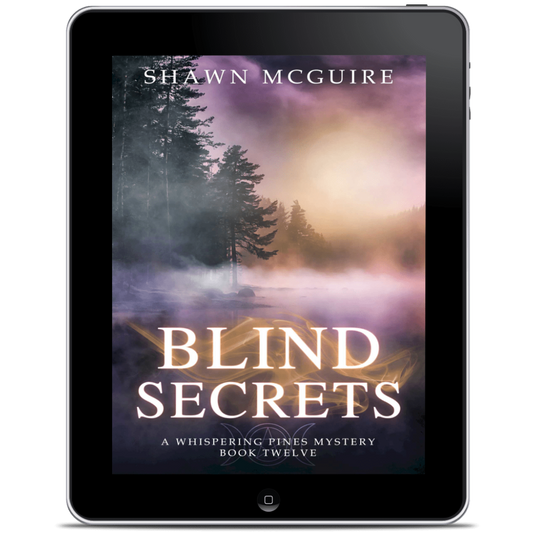 Tablet displaying the ebook cover of 'Blind Secrets' by Shawn McGuire 