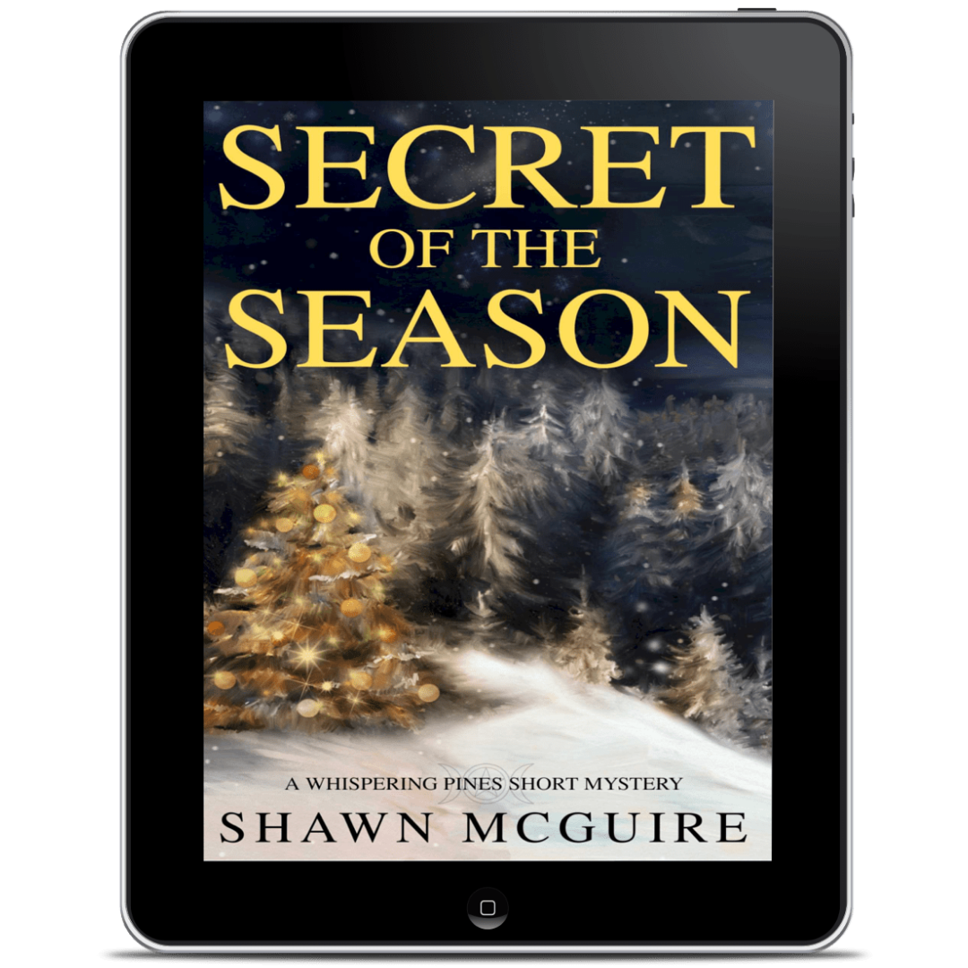 Digital book cover of 'Secret of the Season' by Shawn McGuire displayed on a tablet.