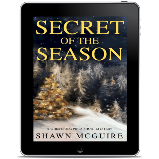 Digital book cover of 'Secret of the Season' by Shawn McGuire displayed on a tablet.