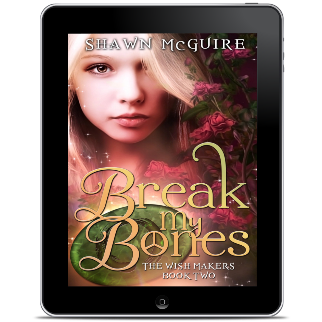Ebook cover of 'Break My Bones' by Shawn McGuire on a tablet screen.
