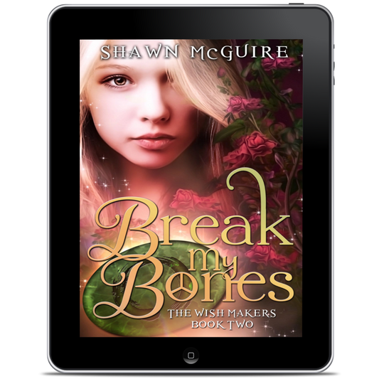 Ebook cover of 'Break My Bones' by Shawn McGuire on a tablet screen.