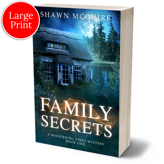 Cover of Shawn McGuire's witchy cozy murder mystery series set in Whispering Pines, featuring natural woodland elements and a mysterious ambiance.