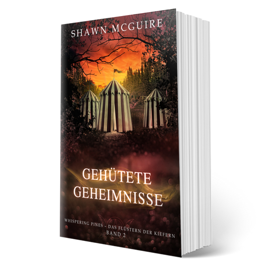 Cover von Shawn McGuires gemütlicher Krimiserie, die in Whispering Pines spielt und in der es um einen mysteriösen Waldzirkus geht.