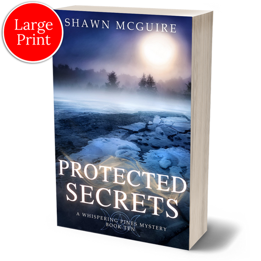 Large print cover of Shawn McGuire's cozy murder mystery with a lake in early spring with the ice breaking up implying danger.